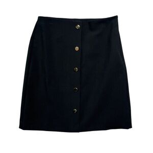 Ann Taylor Skirt Women's Size 4 Black A Line Button Front Skirt‎